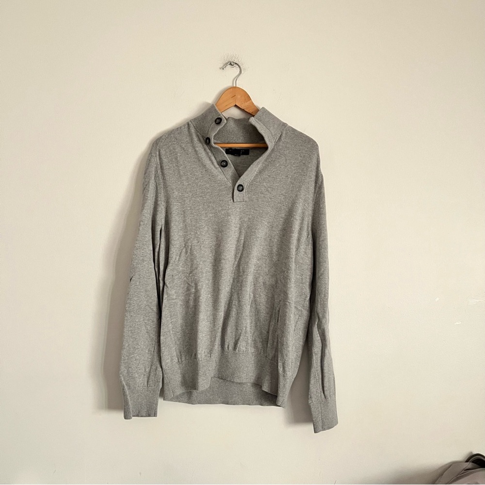 Banana Republic Men's Gray Zip-Style Button Sweater